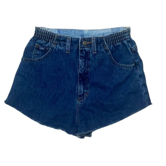 Lee denim vintage high rise mom cut off shorts size 28 waist dark wash EUC - Picture 1 of 4